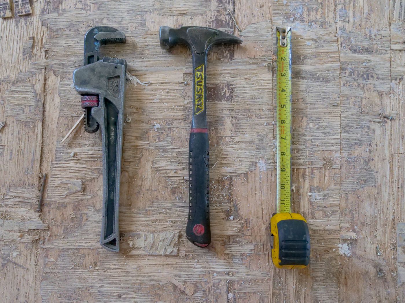 Hand tools arranged for precise home repair work